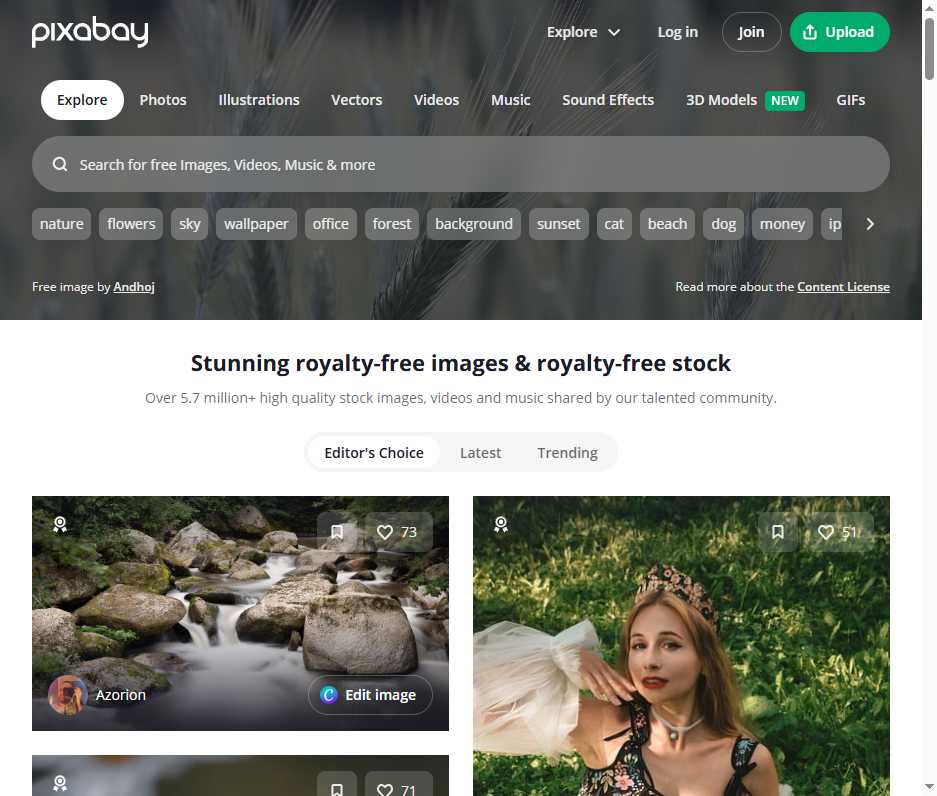 pixabay 网站截图