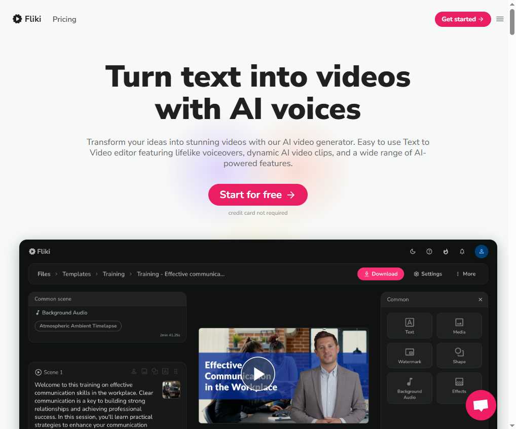 Fliki.AI 网站截图