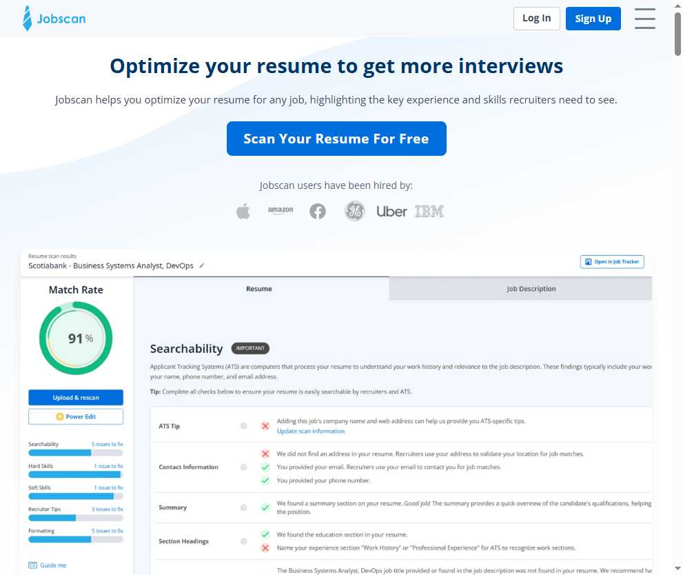 Jobscan 网站截图